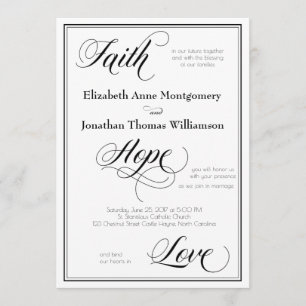 Faith Hope Love Graceful Script Wedding Invitation
