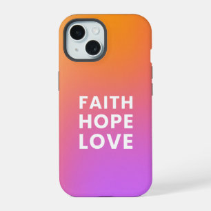 Faith Hope Love Gradient Colour Orange Purple iPhone 15 Case