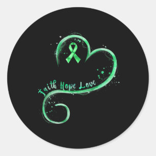Faith Hope Love Green Ribbon Kidney Disease Awaren Classic Round Sticker