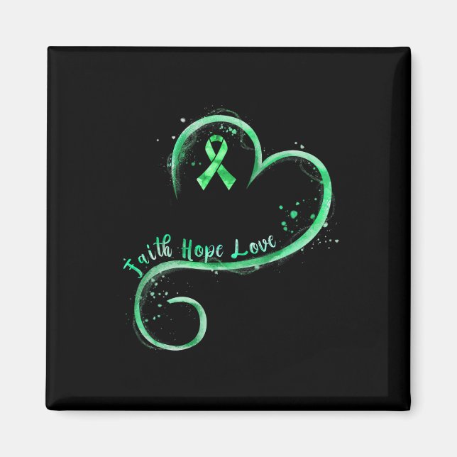 Faith Hope Love Green Ribbon Kidney Disease Awaren Magnet (Front)