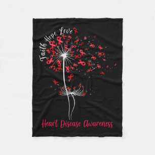 Faith Hope Love Heart Disease Awareness Flower Fleece Blanket