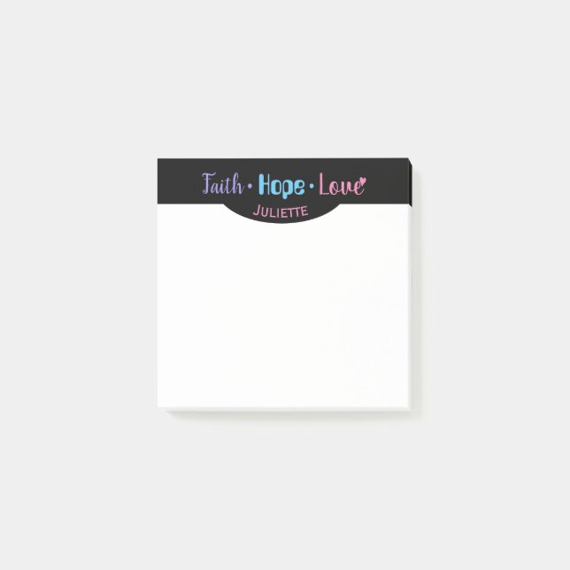 Faith Hope Love Heart Inspirational Christian 3x3 Post-it Notes (Front)