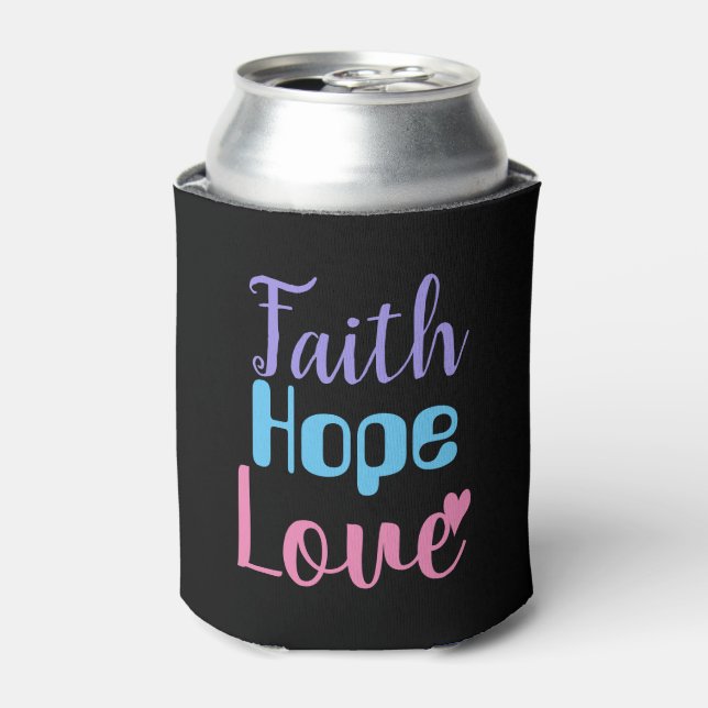 Faith Hope Love Heart Inspirational Christian Can Cooler (Can Front)