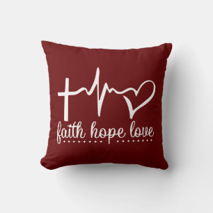 Faith Hope Love Heartbeat Cushion