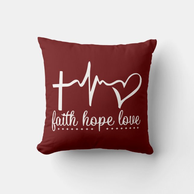 Faith Hope Love Heartbeat Cushion (Front)