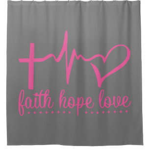 Faith Hope Love Heartbeat Shower Curtain