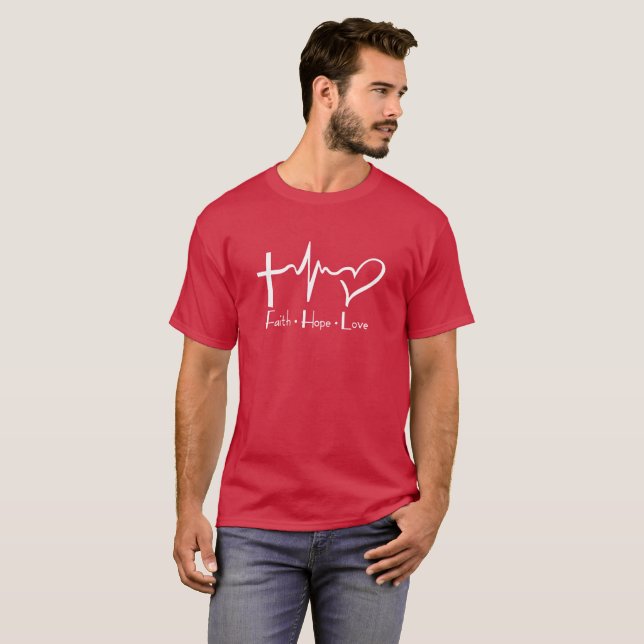 Faith Hope Love Heartbeat Spirit Religion T-Shirt (Front Full)