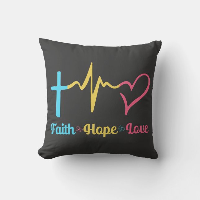 Faith Hope Love Hearts Cushion (Front)