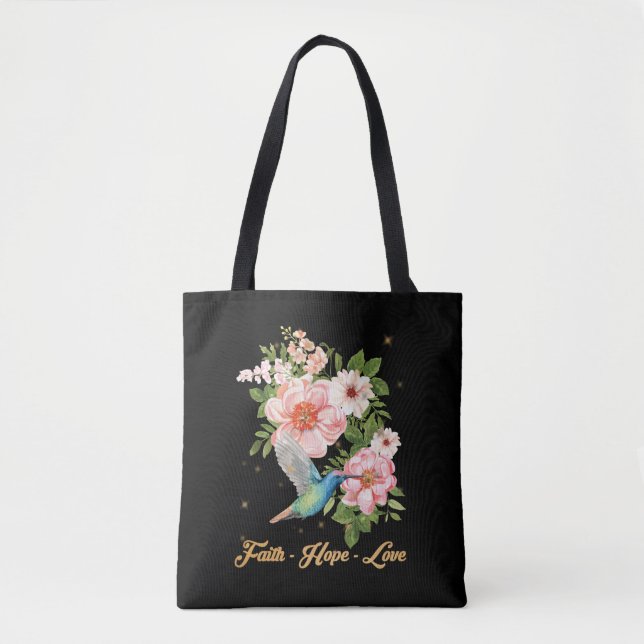 Faith Hope Love Hummingbird Picture Bird Print Tote Bag (Front)