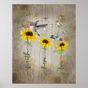 Faith Hope Love Hummingbird  Poster