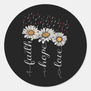 Faith Hope Love In Jesus Christian With Sunflower Classic Round Sticker