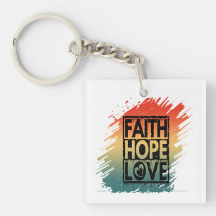 FAITH HOPE LOVE INSPIRATIONAL MOTIVATIONAL VERSE KEY RING