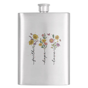 "Faith-Hope-Love"   Inspiring Floral Design Hip Flask