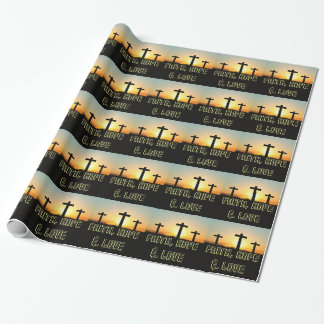Faith, Hope, & Love Jesus Christ Cross Wrapping Paper