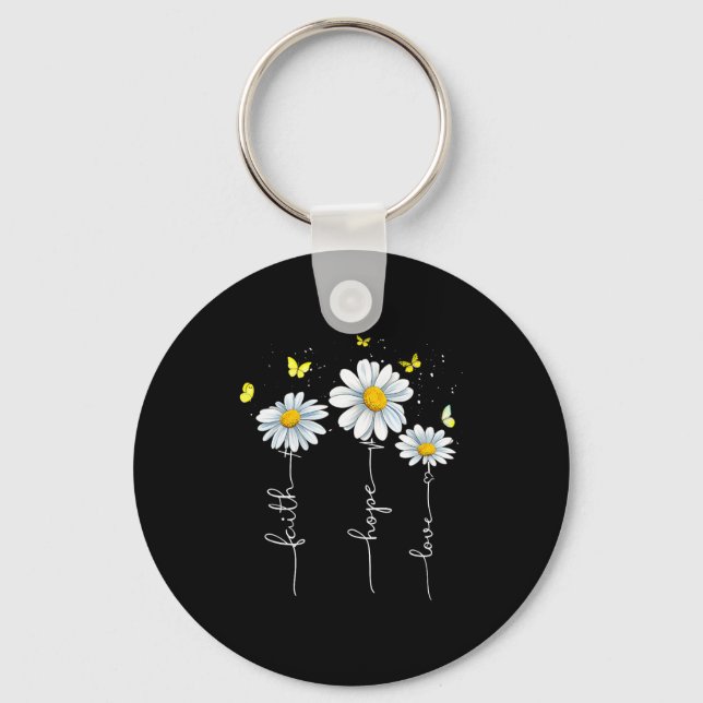 Faith Hope Love Jesus Christian Cross God Faith Fl Key Ring (Front)