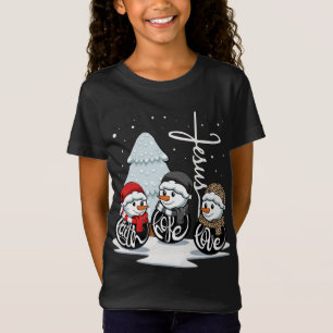 Faith Hope Love Jesus Christmas Pajama Snowman Chr T-Shirt