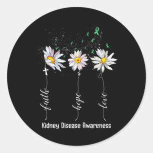 Faith Hope Love Kidney Disease Awareness Flower Gi Classic Round Sticker