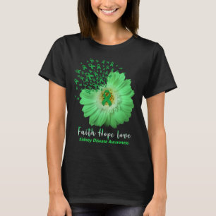 Faith Hope Love Kidney Disease Awareness Green Rib T-Shirt