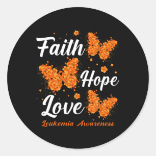 Faith Hope Love Leukaemia Awareness Butterfly  Classic Round Sticker