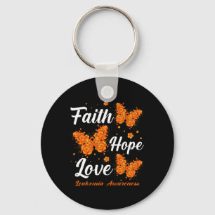 Faith Hope Love Leukaemia Awareness Butterfly  Key Ring