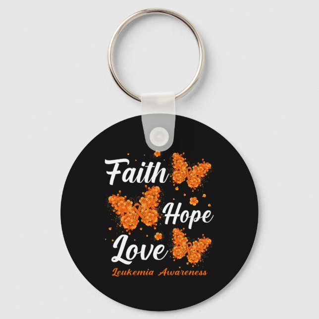 Faith Hope Love Leukaemia Awareness Butterfly  Key Ring (Front)