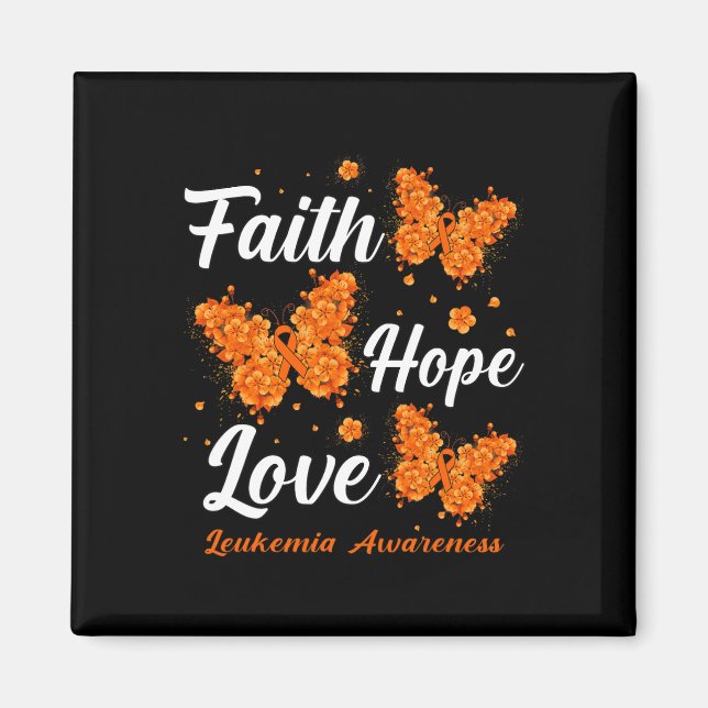 Faith Hope Love Leukaemia Awareness Butterfly  Magnet (Front)