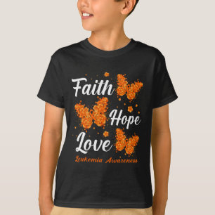 Faith Hope Love Leukaemia Awareness Butterfly T-Shirt