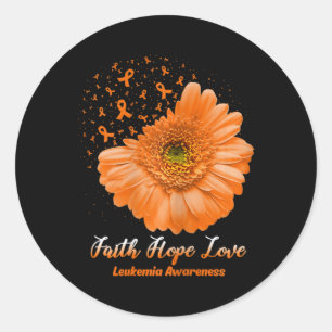 Faith Hope Love Leukaemia Awareness Flower Be Stro Classic Round Sticker