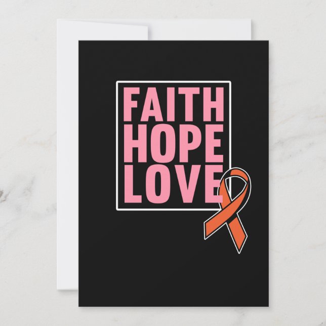 Faith Hope Love Leukaemia Awareness Orange Ribbon Thank You Card (Front)