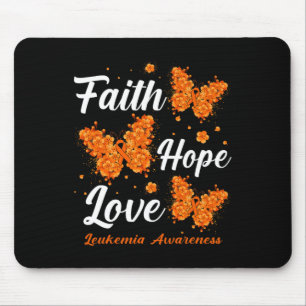 Faith Hope Love Leukemia Awareness Butterfly  Mouse Mat