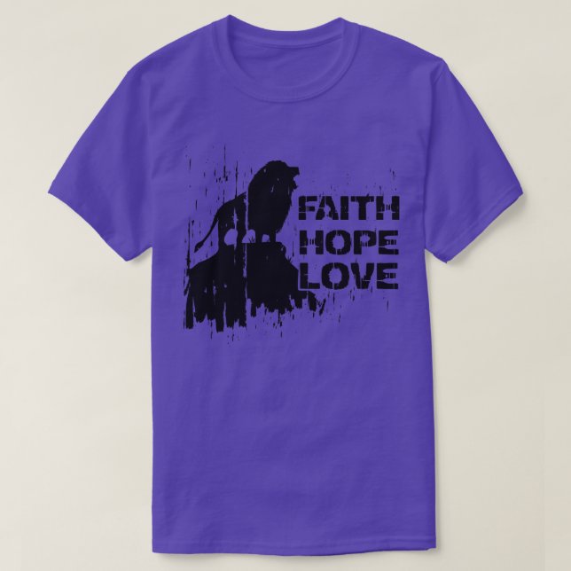 Faith Hope Love Lion Jesus Bible Christian Faith T-Shirt (Design Front)
