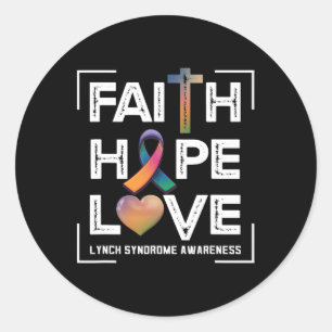 Faith Hope Love Lynch Syndrome Awareness Classic Round Sticker
