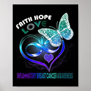 Faith Hope Love Male Breast Cancer Awareness Heart Poster