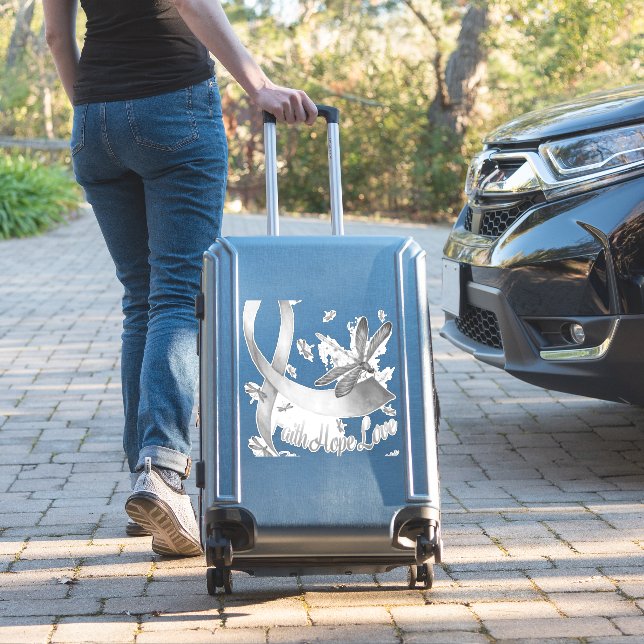 Faith Hope Love Melanoma Awareness Dragonfly (Suitcase Insitu)