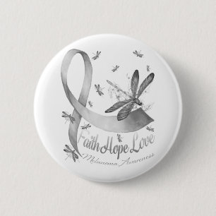 Faith Hope Love Melanoma Awareness Dragonfly 6 Cm Round Badge