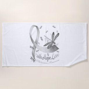 Faith Hope Love Melanoma Awareness Dragonfly Beach Towel