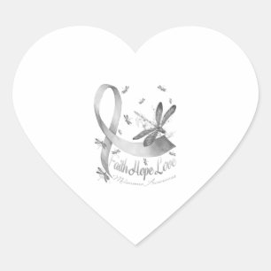 Faith Hope Love Melanoma Awareness Dragonfly Heart Sticker