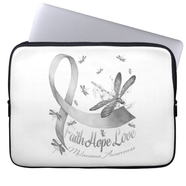 Faith Hope Love Melanoma Awareness Dragonfly Laptop Sleeve (Front)