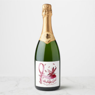 Faith Hope Love Meningitis Awareness Dragonfly Sparkling Wine Label
