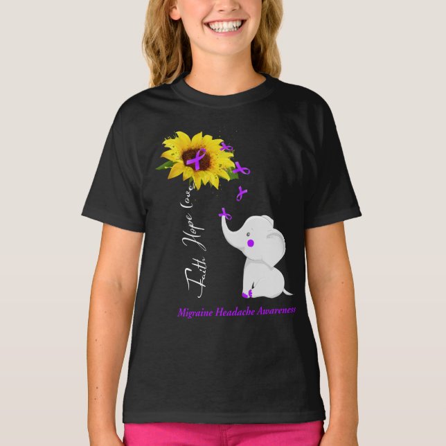 Faith Hope Love Migraine Headache Awareness T-Shirt (Front)