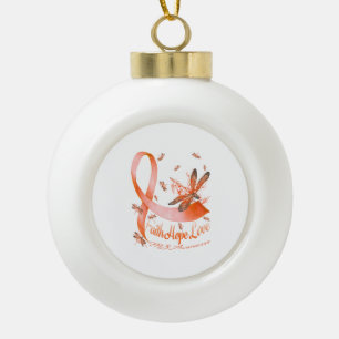 Faith Hope Love MS Awareness Dragonfly Ceramic Ball Christmas Ornament