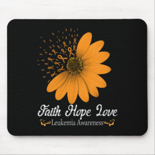 Faith Hope Love Orange Ribbon Blood Cancer Support Mouse Mat