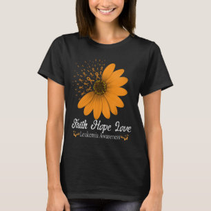 Faith Hope Love Orange Ribbon Blood Cancer Support T-Shirt