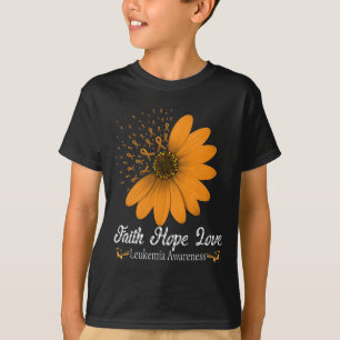 Faith Hope Love Orange Ribbon Blood Cancer Support T-Shirt