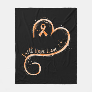 Faith Hope Love Orange Ribbon Leukaemia Awareness Fleece Blanket