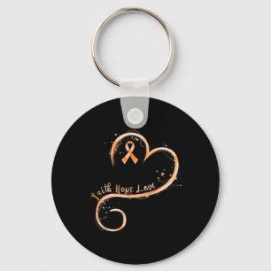 Faith Hope Love Orange Ribbon Leukaemia Awareness  Key Ring