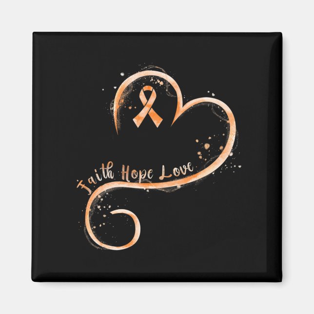 Faith Hope Love Orange Ribbon Leukaemia Awareness  Magnet (Front)