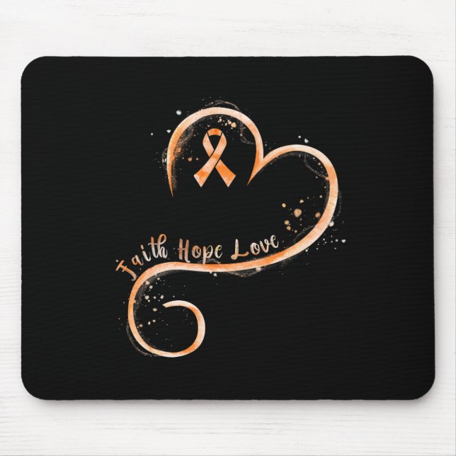 Faith Hope Love Orange Ribbon Leukaemia Awareness  Mouse Mat (Front)