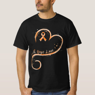 Faith Hope Love Orange Ribbon Leukaemia Awareness T-Shirt