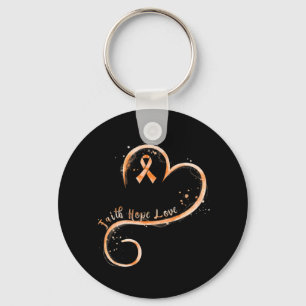 Faith Hope Love Orange Ribbon Leukemia Awareness  Key Ring
